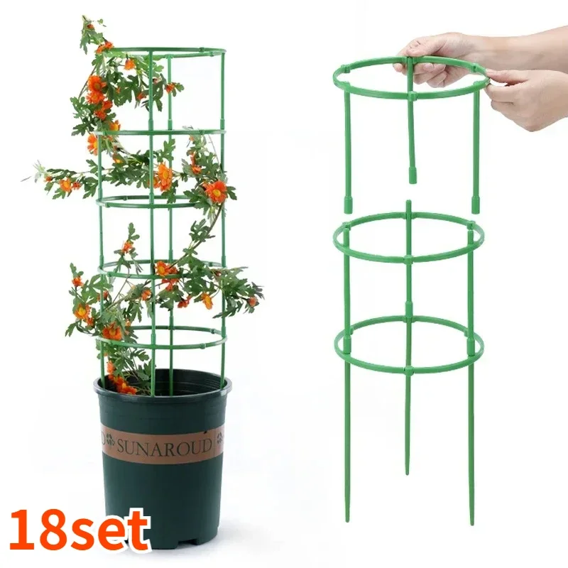 Pilha de suporte de planta para jardim Semicírculo Flower Stand Cage Grow Fix Rod Suporte de escalada de videira Suporte de estaca Ferramenta Bonsai 18Set