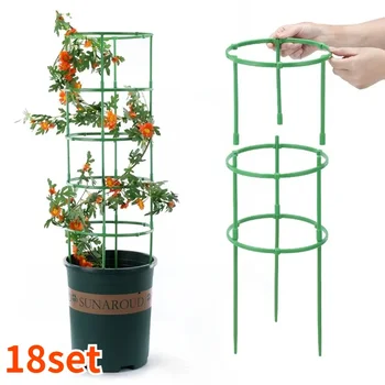 18 ensemble de Support pour plantes, Pile de jardin, demi-cercle, Support de fleurs, Cage pour plantes, tige de fixation, Support d'escalade de vigne, Support de piquet, outil de bonsaï