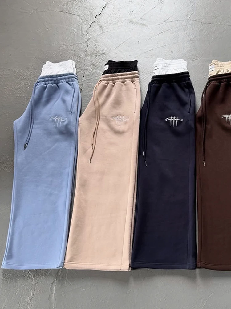 Winter vacation two-piece sports pants embroidered drawstring streetwear hip-hop aesthetic retro casual men's and women's pants