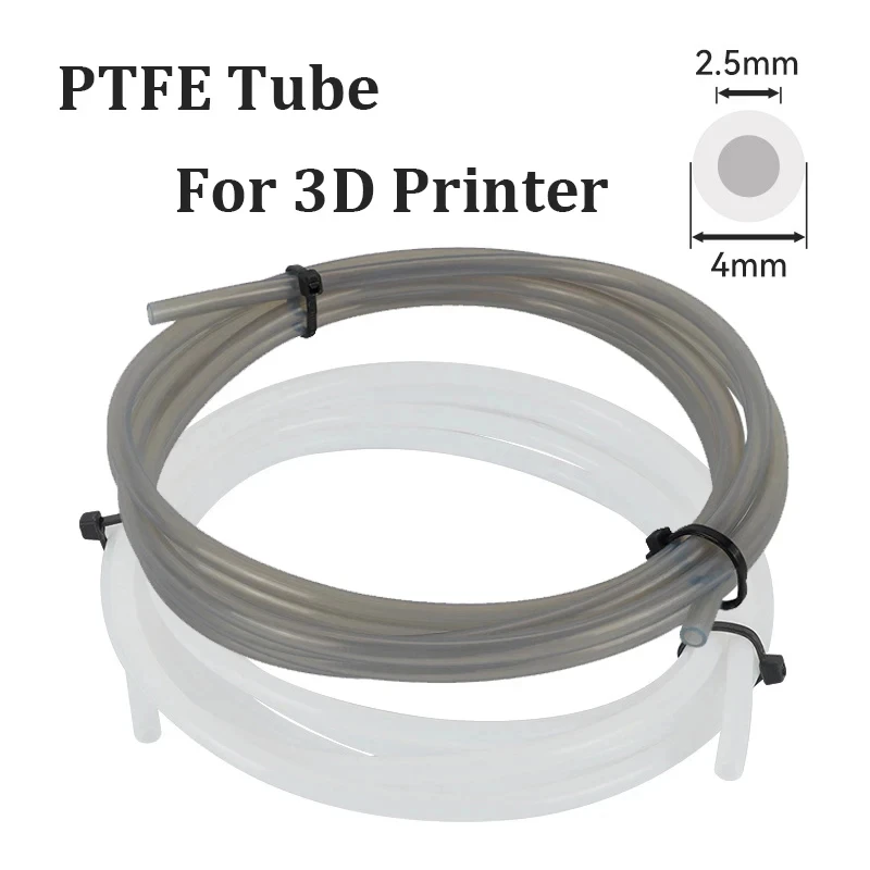 2.5mm IDx4mm OD PTFE Tube Fits Direct Drive Extruder 3D Printer for for Bambu Lab A1/A1 mini/P1P/P1S/X1C, Creality K1 Ender 3 V3