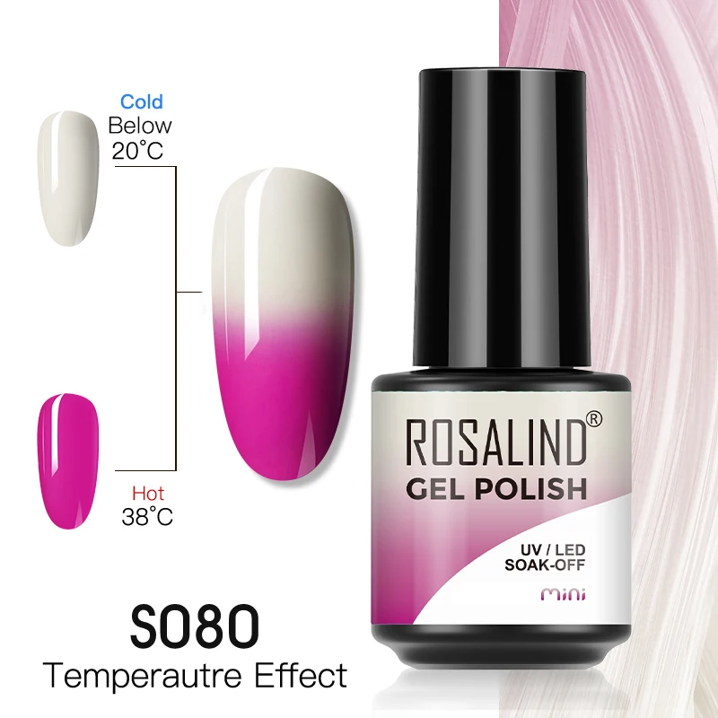 ROSALIND Thermal Nail Polish Temperature Changes Color UV Glitter Nail Gel Semi Permanent Varnishes Base Top All For Nails Art