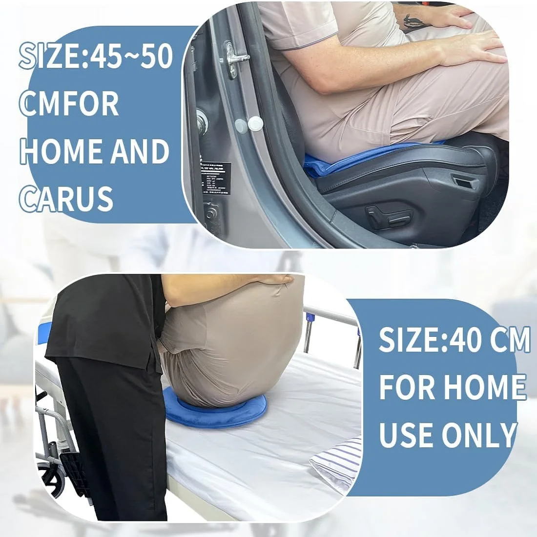 Ehucon وسادة دوارة 360° للمسنين - قرص نقل آمن (غطاء قابل للغسل، للكرسي المتحرك/السيارة/المنزل)