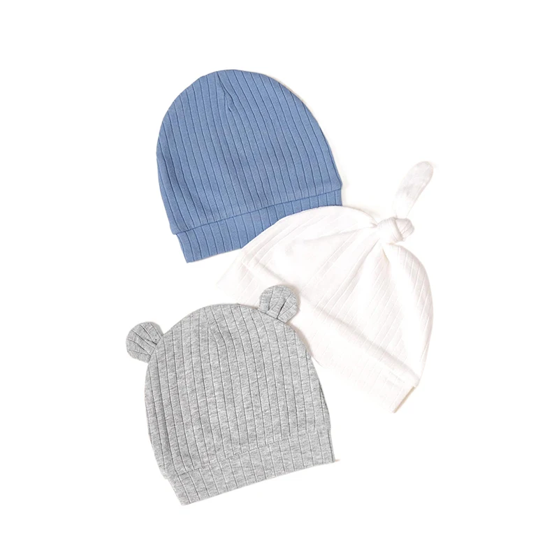 3Pcs/SET Newborn Baby Hat  Cotton Bonnet Baby Beanie For Girls Spring Soft Infant Cap Boy Toddler Accessories Gift