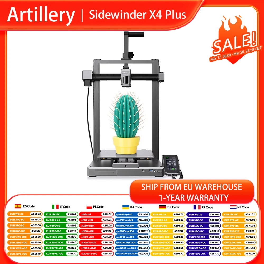 Artillery Sidewinder X4 Plus 3D-Drucker, 500 mm/s Druckgeschwindigkeit, Bauvolumen,