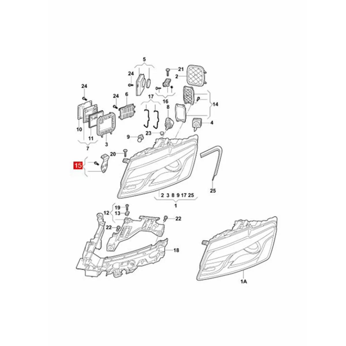 Front Left Headlight Housing Bracket Repair Kits 8R0998121 for Audi Q5 2009-2012 Headlight Holder Fixed Screw