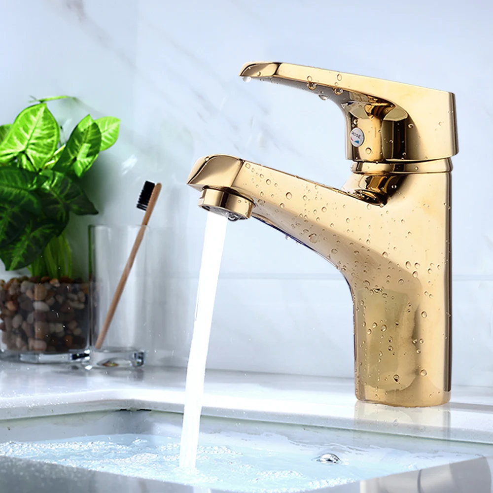 Basin Faucet Gold Waterfall Faucet Bathroom Faucet Deck Mounted Bathroom Toilet Basin Faucet Mixer Tap Hot and Cold Sink Faucet