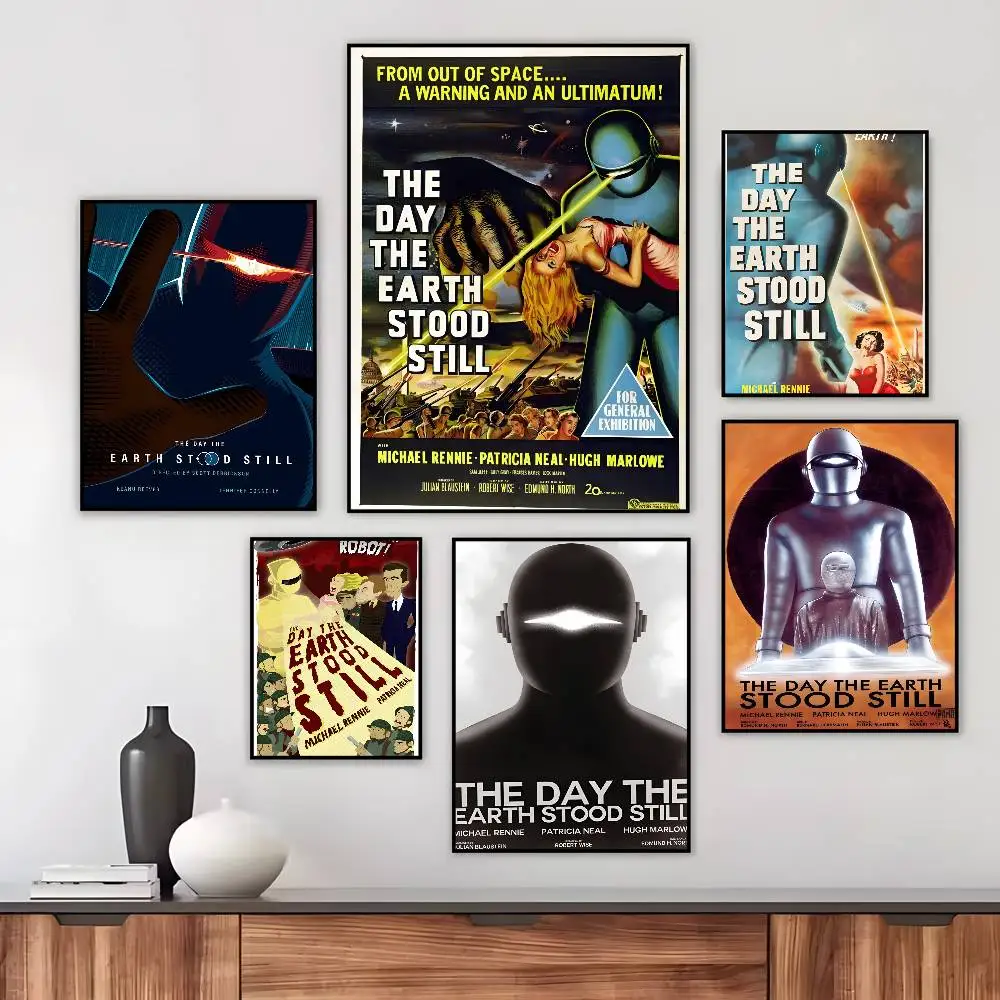 Home The Day Earth Stood Still 1950s Poster Art canvas aesthetic Printing Paper Wall Art for Living Room Bar fashion Home Decor
