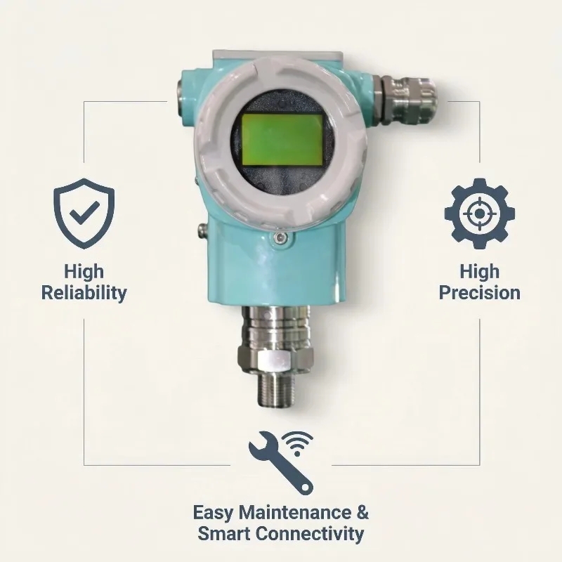Smart alloy pressure transmitter with IP66 protection rating and 0.1% FS precision pressure sensor