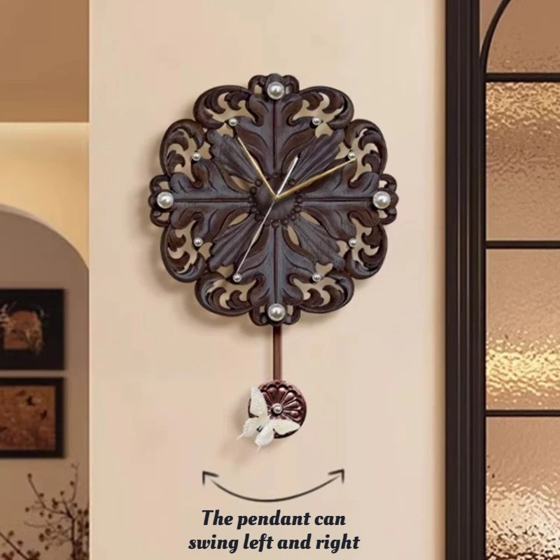Digital Wall Clocks Stereoscopic Pearl Wall Clock Vintage Aesthetic Living Room Decoration Timepiece Creativity Flower Clocks