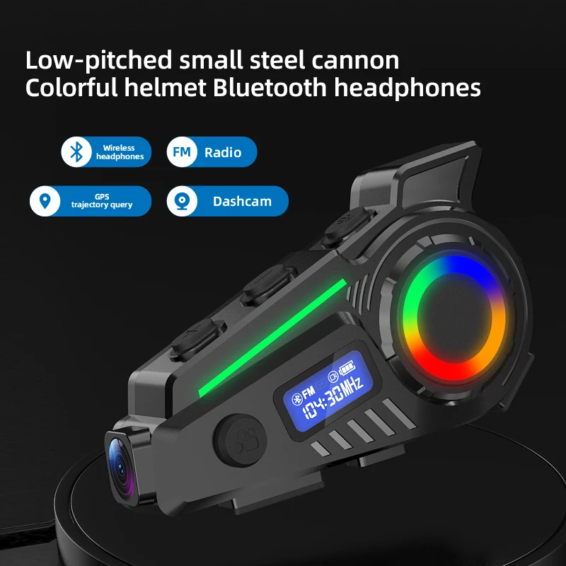 1080P RGB Motorcycle Helmet Headset Wifi DVR Bluetooth V5.4 Handsfree Call FM Radio GPS History Track TF Card Video Recorder K19