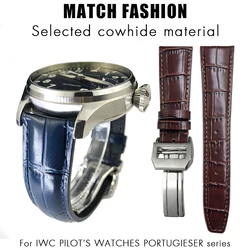 Real Leather 19mm 20mm 21mm 22mm Watch Strap for IWC Portugieser Pilot Watches Portofino Brown Black Blue Cowhide Watchband Mens