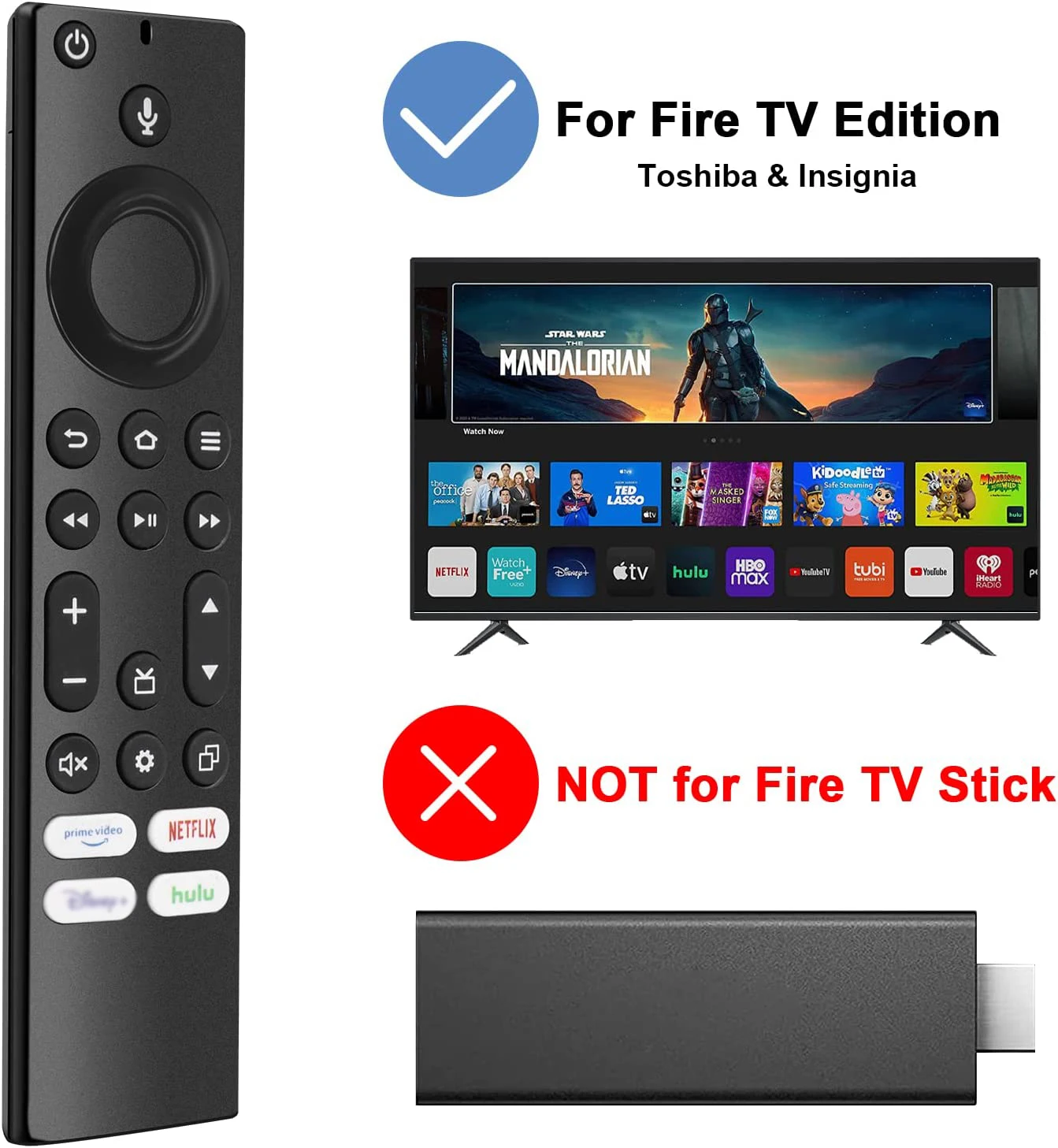 NS-RCFNA-21 Voice Remote Control Replacement for Insignia Toshiba Smart TV Fire TV Devices with 6 Shortcut Keys Netflix Prime