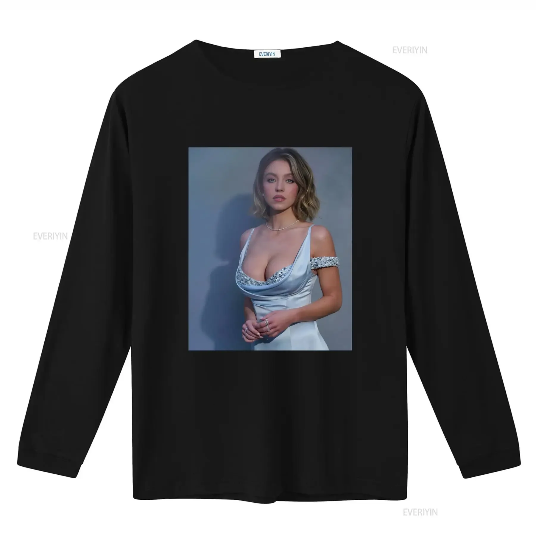 Sydney Sweeney Inspired T Shirt Fashionable Celebrity Print for Women Stylish and Trendy  vintage Washed Unisex streetwear
