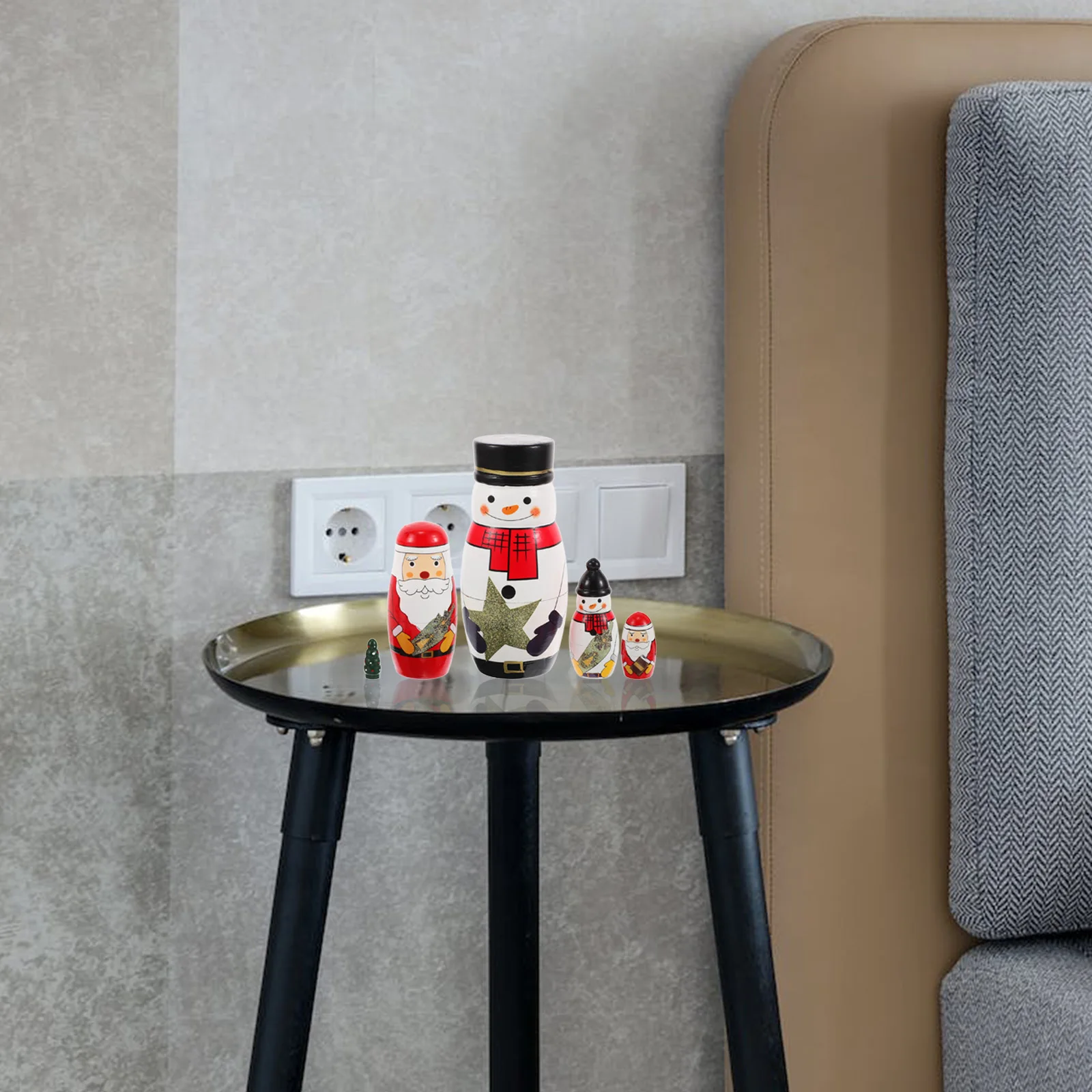 

5 Russian Nesting Snowman Hand Painted Decorative Storage Set Colorful Matryoshka Collection Nesting Russian