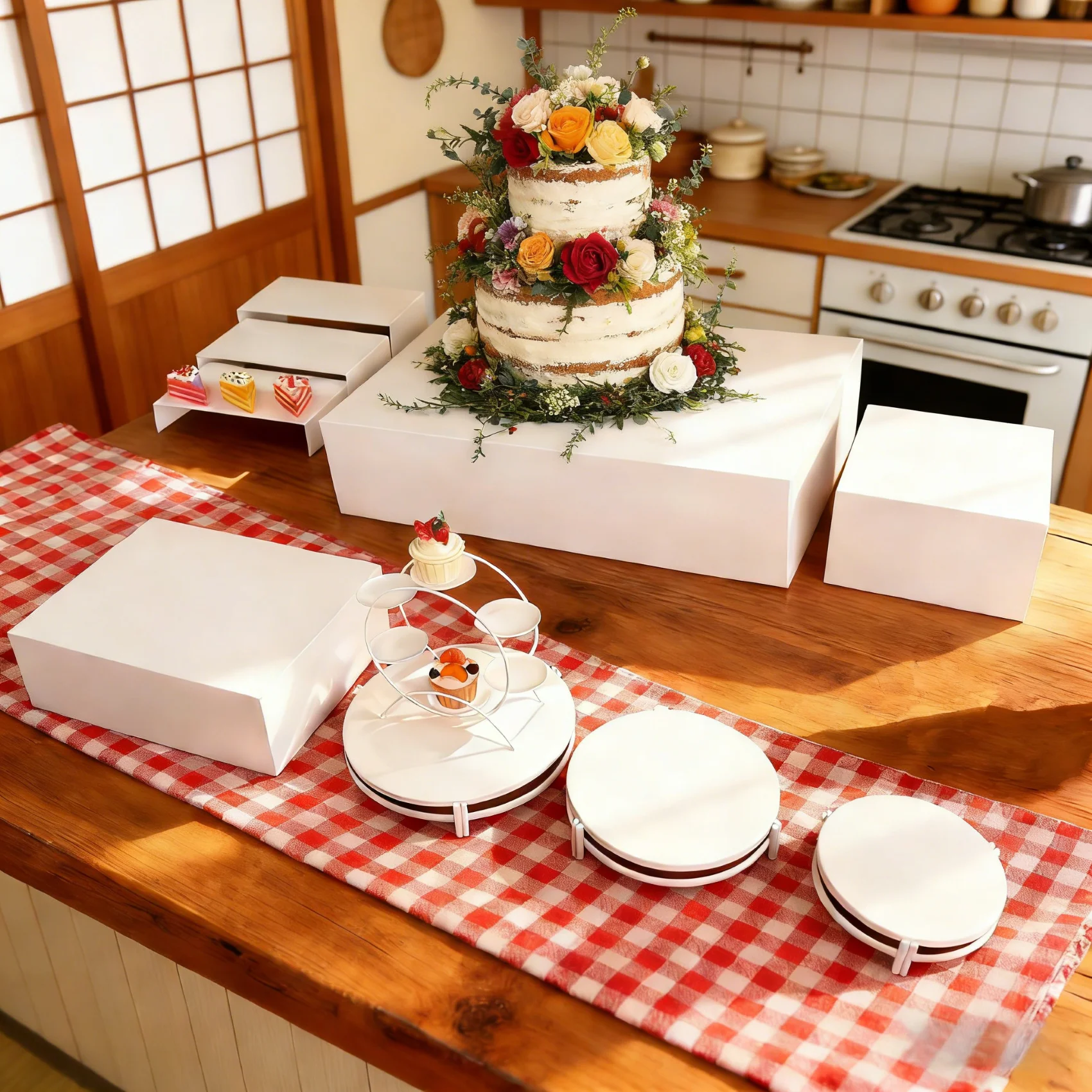 

10PCS Ramadan Decorations Dessert Table Stand Display Shelf Cake Tray Tea Break Buffet Holder for Wedding Home Party Candy Props