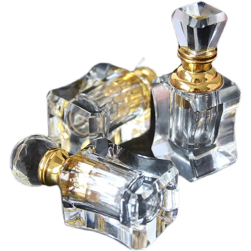 Vintage Crystal Essential Oil Bottle 1-3ml Empty Refillable Perfume Dropper Bottle Car Perfume Bottle Gift Crystal Decoration