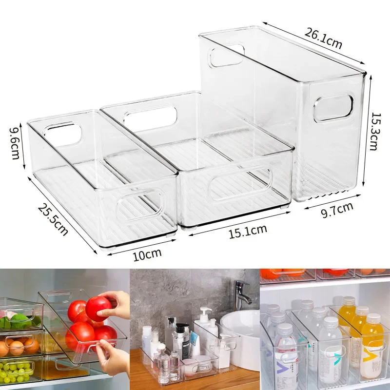 Transparent Refrigerator Storage Box Vegetable Fruit Organizer Fridge Clear Container for Kitchen Food Drinks Storage Green tea