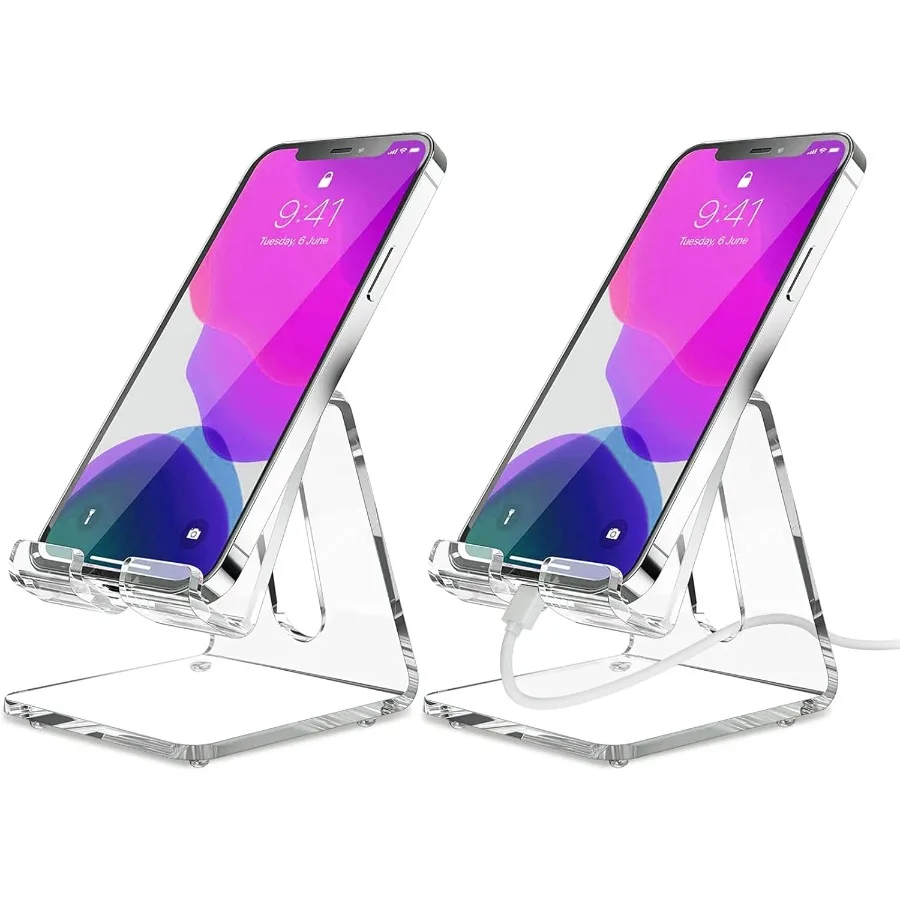 

KTRIO 2-упаковка акриловой подставки для мобильного телефона для стола, прозрачная подставка для док-станции для телефона, совместимая с iPhone 16, 15, 14, 13 Pro Max 12 11