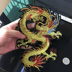 Fine Gold Embroidery Chinese Dragon Patches For Clothing Iron On Sticker Patches Sewing Accessories Clothes Jeans Decoration