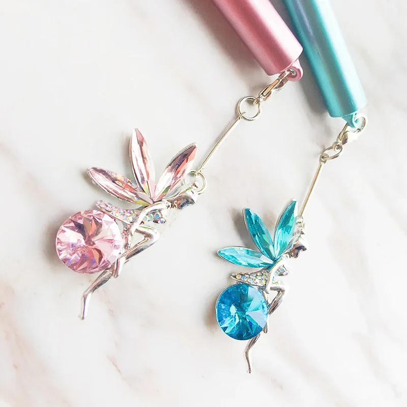 

36 шт., креативная гелевая ручка со стразами для девочек-ангелов, подвеска из сплава, черная, 0,5 мм, карбоновая ручка, канцелярские принадлежности, Kawaii, школьные принадлежности