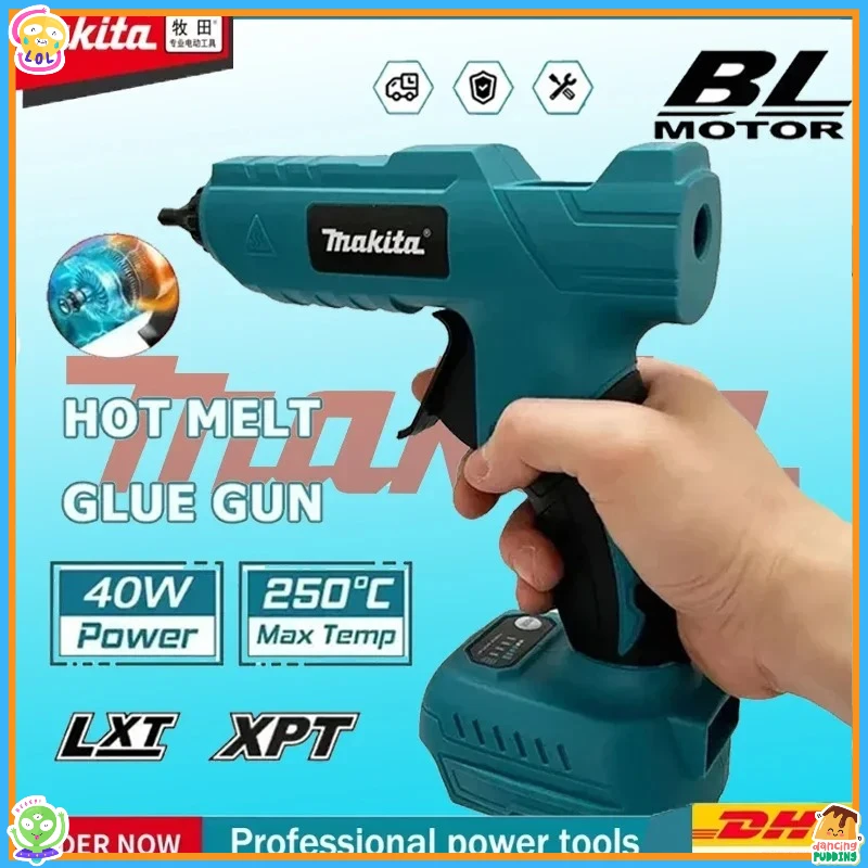 

Makita Cordless Electric Handheld Hot Glue Gun for 18V Battery Repair DIY Tool Hot Melt Welding Hot Air Gun Anti-scald Nozzle