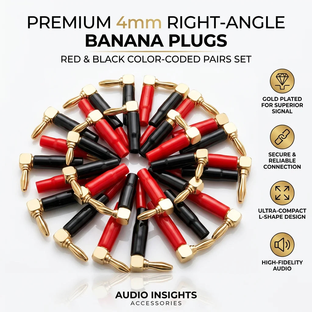 2pcs 4mm L-shaped Right Angle Banana Plug Soft Plastic Shell 90 Degree Banana Connector Red Black for Audio Video Speake