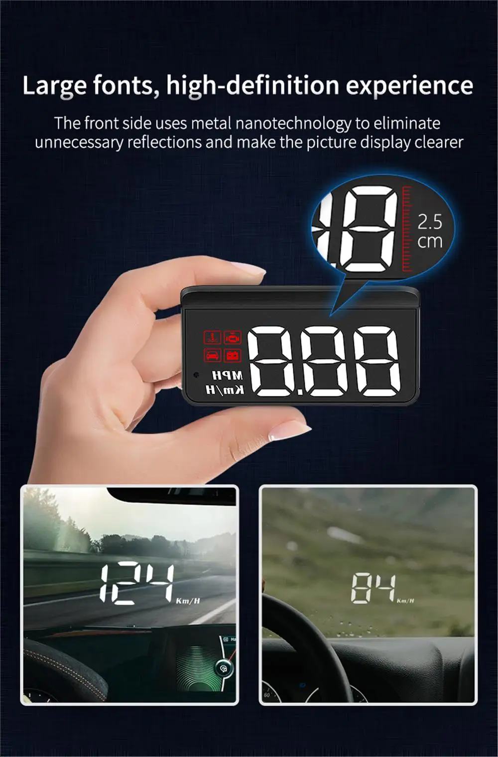 M3 OBD2 HUD Head-Up-Display OBD2 Auto-Geschwindigkeits-Bordcomputer Kraftstoffverbrauch mit Alarm Auto-Elektronik-Zubehör Glasprojektor – Detail 10