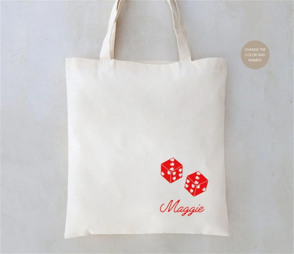 Lucky Dice Name Tote, Bridesmaid Tote, Vegas Bachelorette Favors, Bridesmaids Totes, Bachelorette Vegas Totes, Bridesmaid Gift,