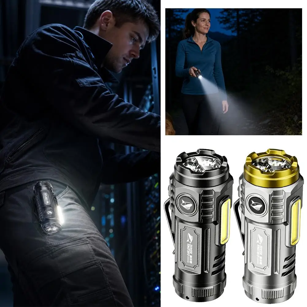 Rechargeable Long-Lasting Flashlight With Wide-Angle COB Side Light Emergency Lighting Tool For Home Car Outdoor Survival