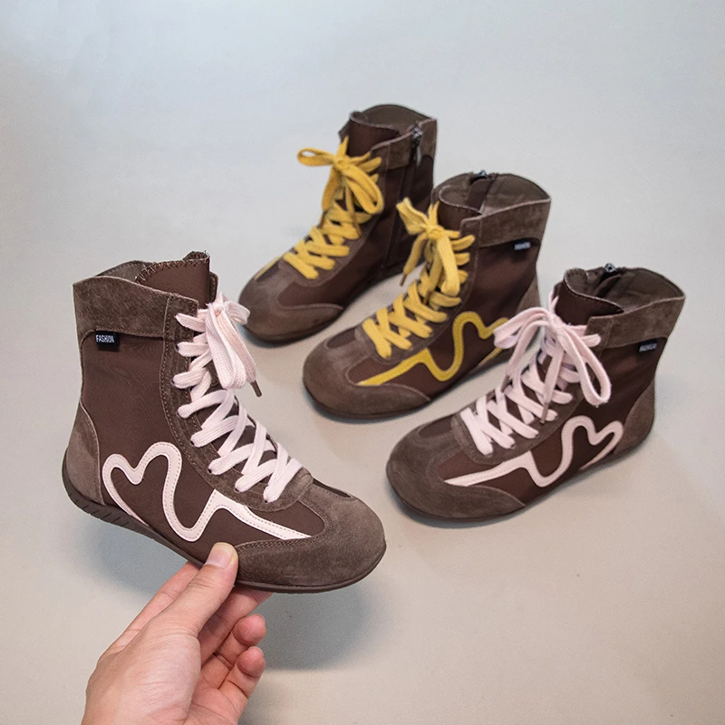 

Children's Fashion Color Matching Soft-soled Booties 2025 Winter New Round-headed Sweet Non-slip Cotton Boots for Boys and Girls