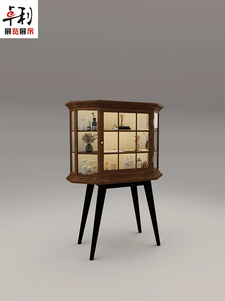 

Retro medieval head jewelry cabinet jewelry store jade boutique retro display cabinet display Zhongdao glass cabinet