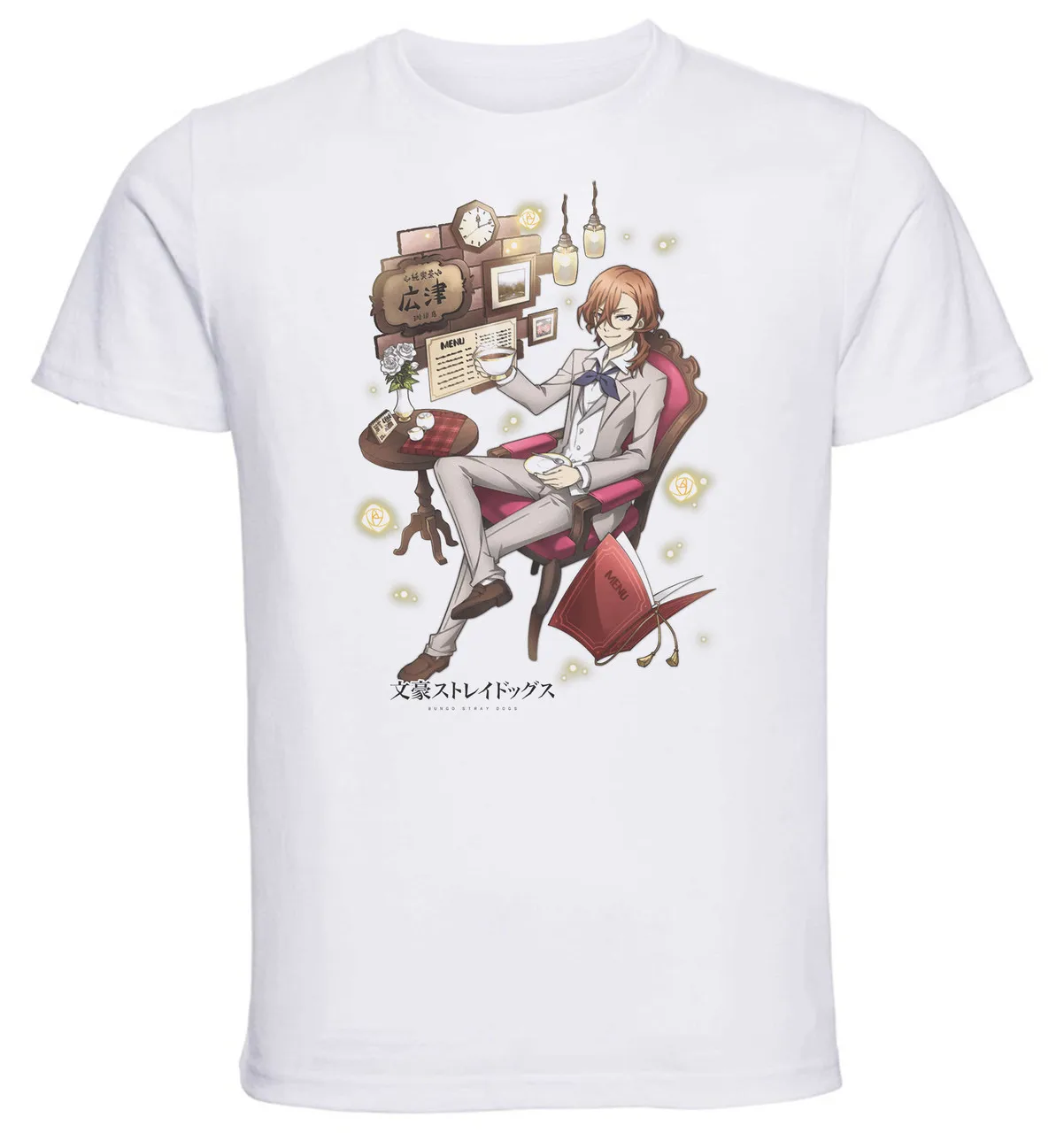 T-Shirt Unisex White Anime Bungo Stray Dogs CHUYA NAKAHARA Cafe