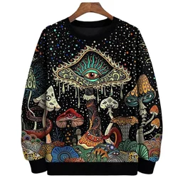 3D Printed Colorful Mushroom Hoodie For Men Women Mysterious Moth Graphic Sweatshirts Fashion Long Sleeves O-Neck Loose Hoodies