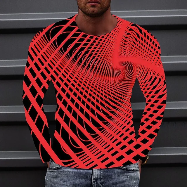 تي شيرت رجالي بأكمام طويلة برقبة مستديرة ، ملابس الشارع ، طباعة ثلاثية الأبعاد ، رسومات إبداعية ، بلايز Y2K ، عصرية ، جديدة
