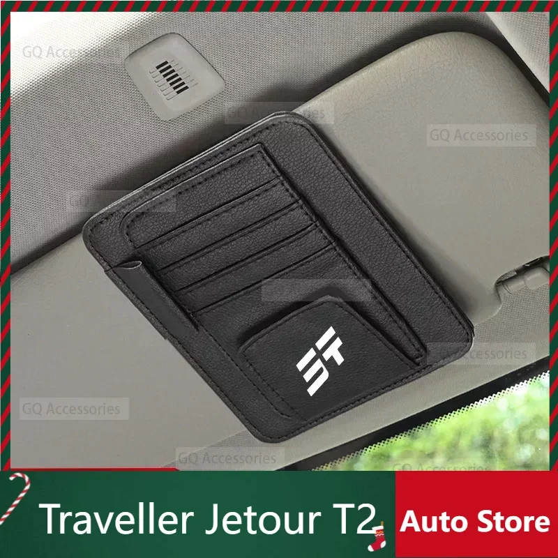 

New Model For cherryJetour Traveller T2 2023 2024 Jetour T2 Car Sun Visor Storage Card Bag Glasses IC Card Clip Holder Auto Inte