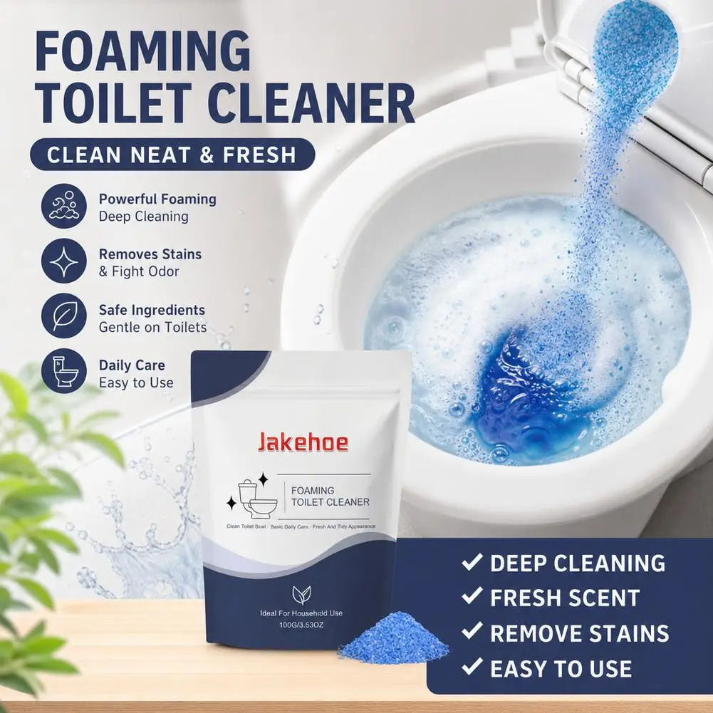 Toilet Cleaner Foaming Powder 100g Stain Urine Scale Remover Fast Bubbling Potent Bathroom Cleaning Deep Detergent Powder