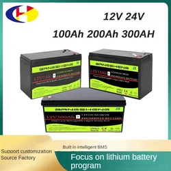 12V 24V LiFePo4 100Ah 200Ah Battery Pack Lithium Iron Phosphate Batteries Built-in BMS For Solar Boat RV Golf Cart Backup Power