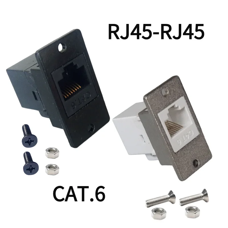 Adaptador de red de ordenador tipo D RJ45 a RJ45 CAT.6, hembra a hembra, directamente insertado y fijo al panel de metal con tornillos