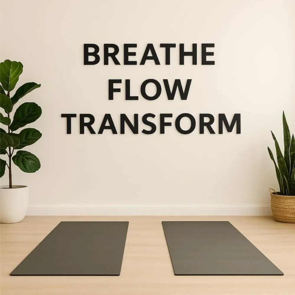 Breathe Flow Transform Wall Letters Custom Signs 3D PVC Wall Letters for Yoga Room Home Gym Fitness Studio & Workout Room