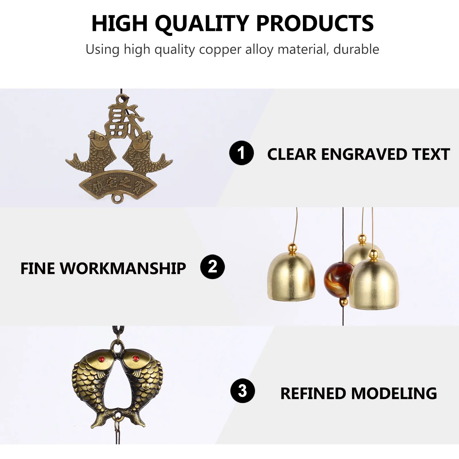 

Copper Alloy Wind Chime Durable Safe Decorative Garden Indoor Space Pisces Hanging nament Christmas Travel Home Bells