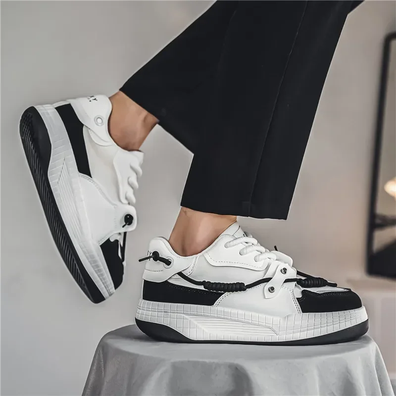 Men's Shoes Autumn 2024 New Versatile Niche Design Casual Height Increasing Board Shoes Sports Retro White Shoes