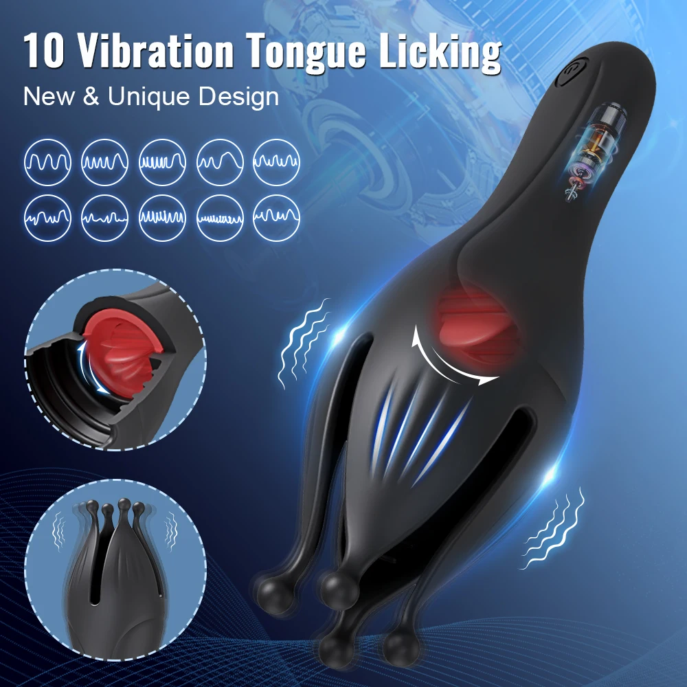 Male Masturbator Penis Vibrator Penis Massage 10 Vibration Tongue Licking Mens Vibrator Grains Dual Stimulation Sex Toy for Mens