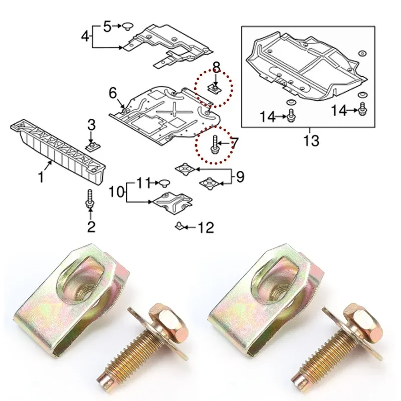 Car Fender Bumper Body Bolt & U-nut Spring Clip  Fastener Rivet Universal Engine Under Cover M4/M5 Screws Plastic Expansion Clip