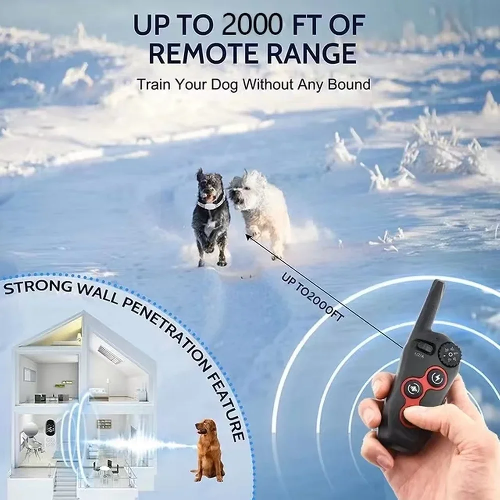 Electric Dog Training Collar, Remote Control, Anti Bark Collars for Dogs, Vibration Sound, Rechargeable, Waterproof, Pet Colar
