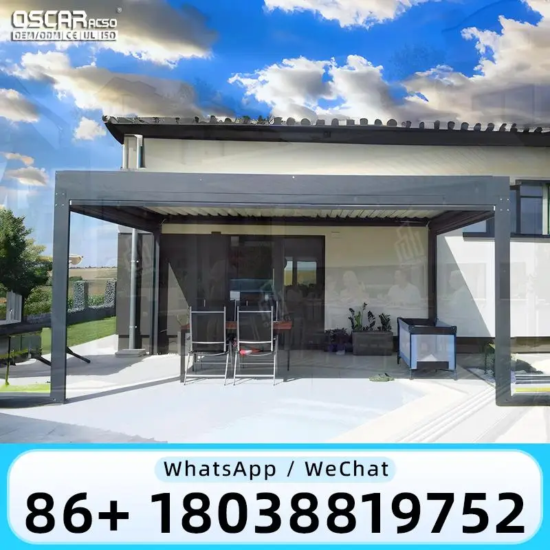 Aluminium Pergola Outdoor Gazebo with Windproof Waterproof Glass Doors for Balcony Patio Garden pergola