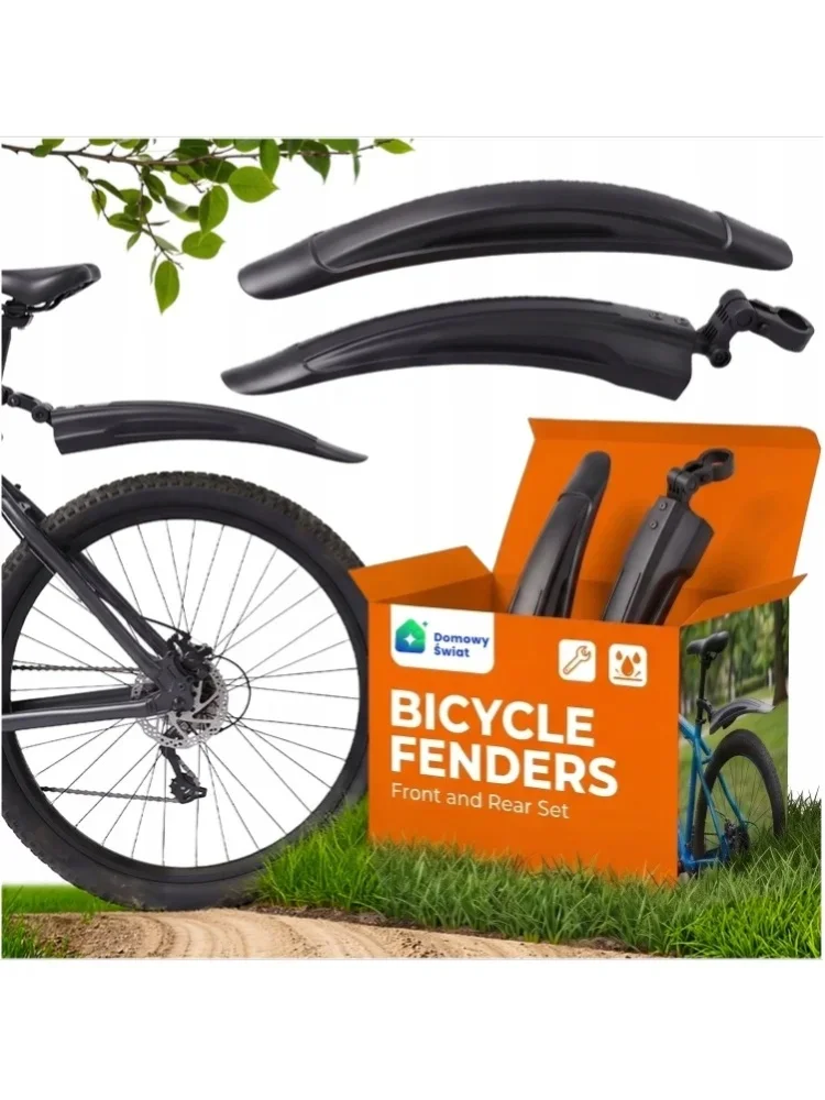Fahrradschutzbleche Vorne und Hinten, Universell Schnell Montierbar, Schwarz, Höhenverstellbar für 24 bis 28 Zoll Räder, Schmutzfänger für MTB, Trekking, City- und Rennräder, Wetterbeständig, Leicht,