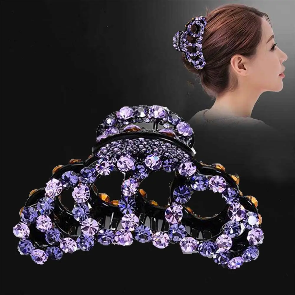 Grampo de cabelo de caranguejo para mulheres, strass cristal elegante, grampos de rabo de cavalo, acessórios para cabelo, moda nova