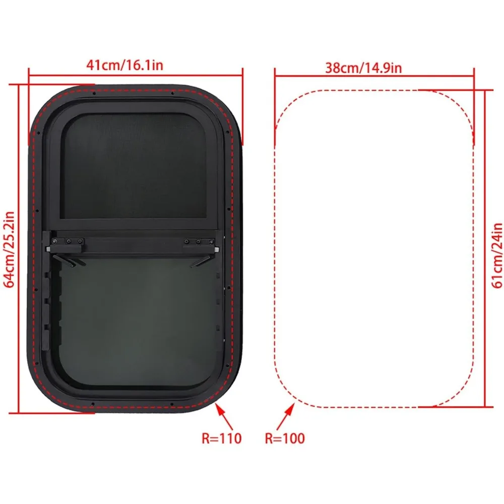 نافذة RV منزلقة عمودية مقاس 15 بوصة × 24 بوصة - معتمدة من وزارة النقل لتشغيل موثوق به #3