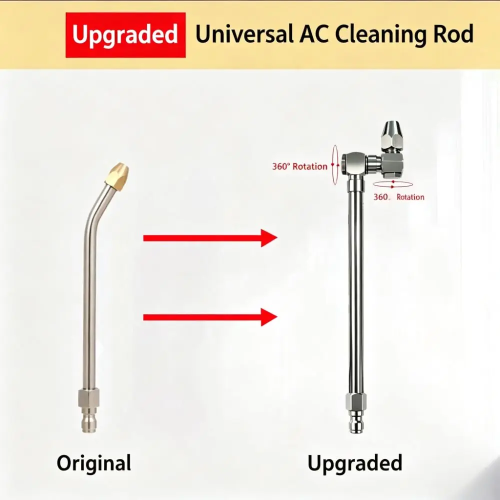 Dual 360° Swivel Air Conditioner Cleaning Wand 25° Fan Nozzle 1/4