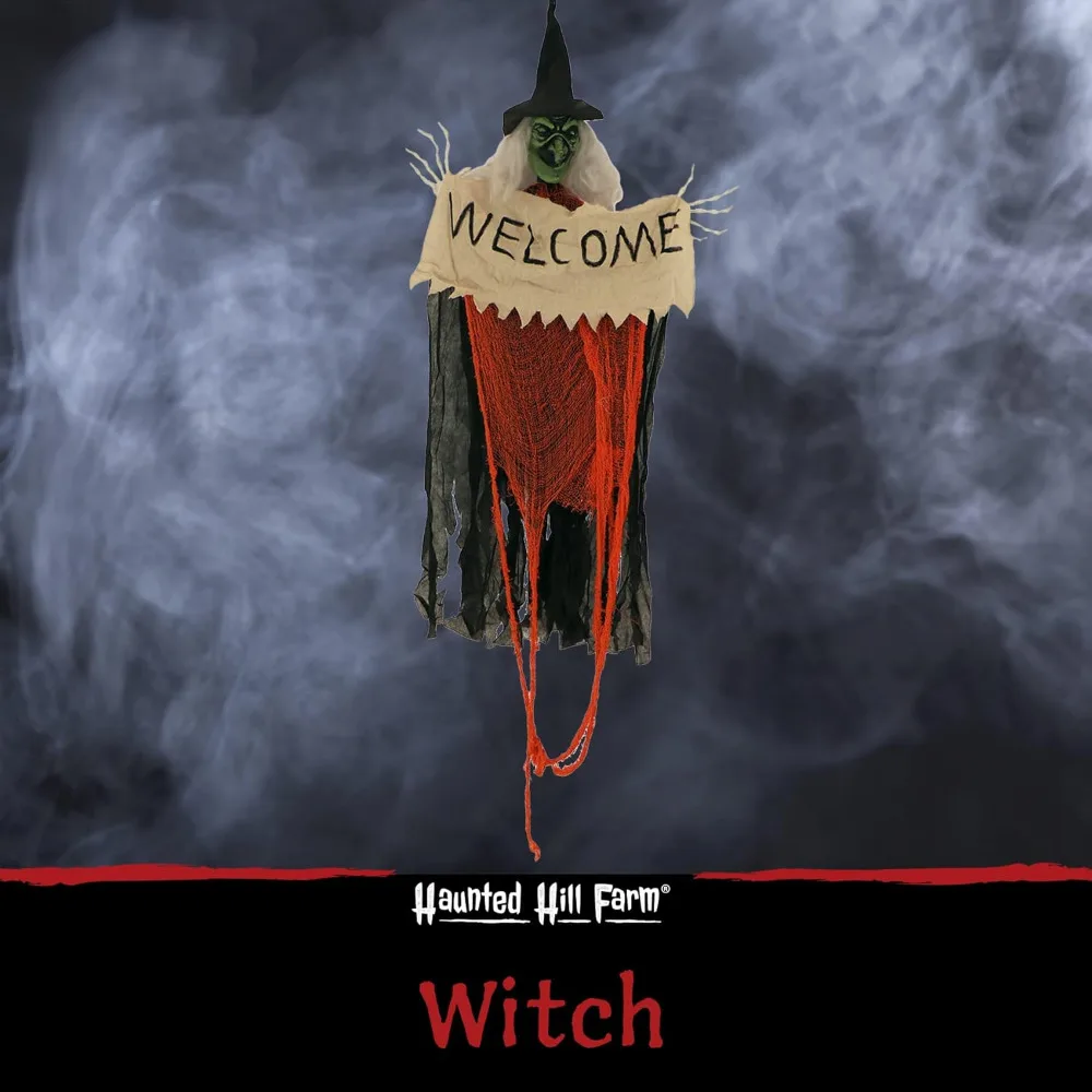 Halloween Outdoor Decorations Lightup Hanging Witch Halloween Touch Activated LED Lights Battery Operated Accessories Props